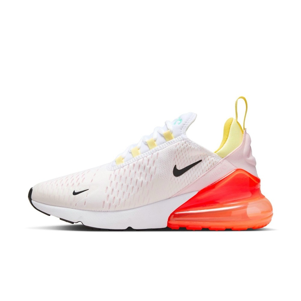 Nike Air Max 270 Sneaker - White Bright Crimson (pink and yellow accents)